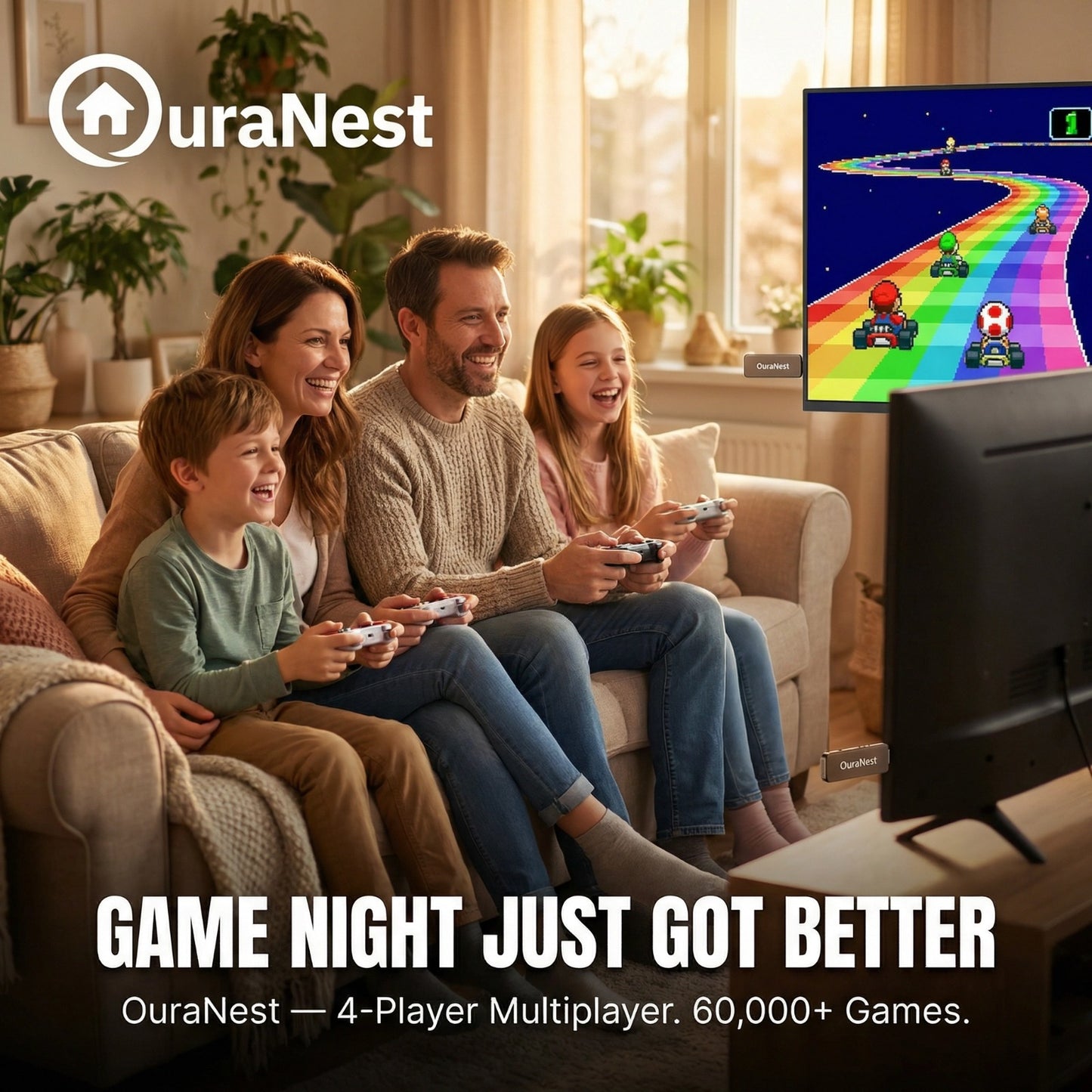 OURANEST™  - RETRO DOCK V2                   [ 60,000+ NOSTALGIC GAMES + 2 FREE CONTROLLERS ]